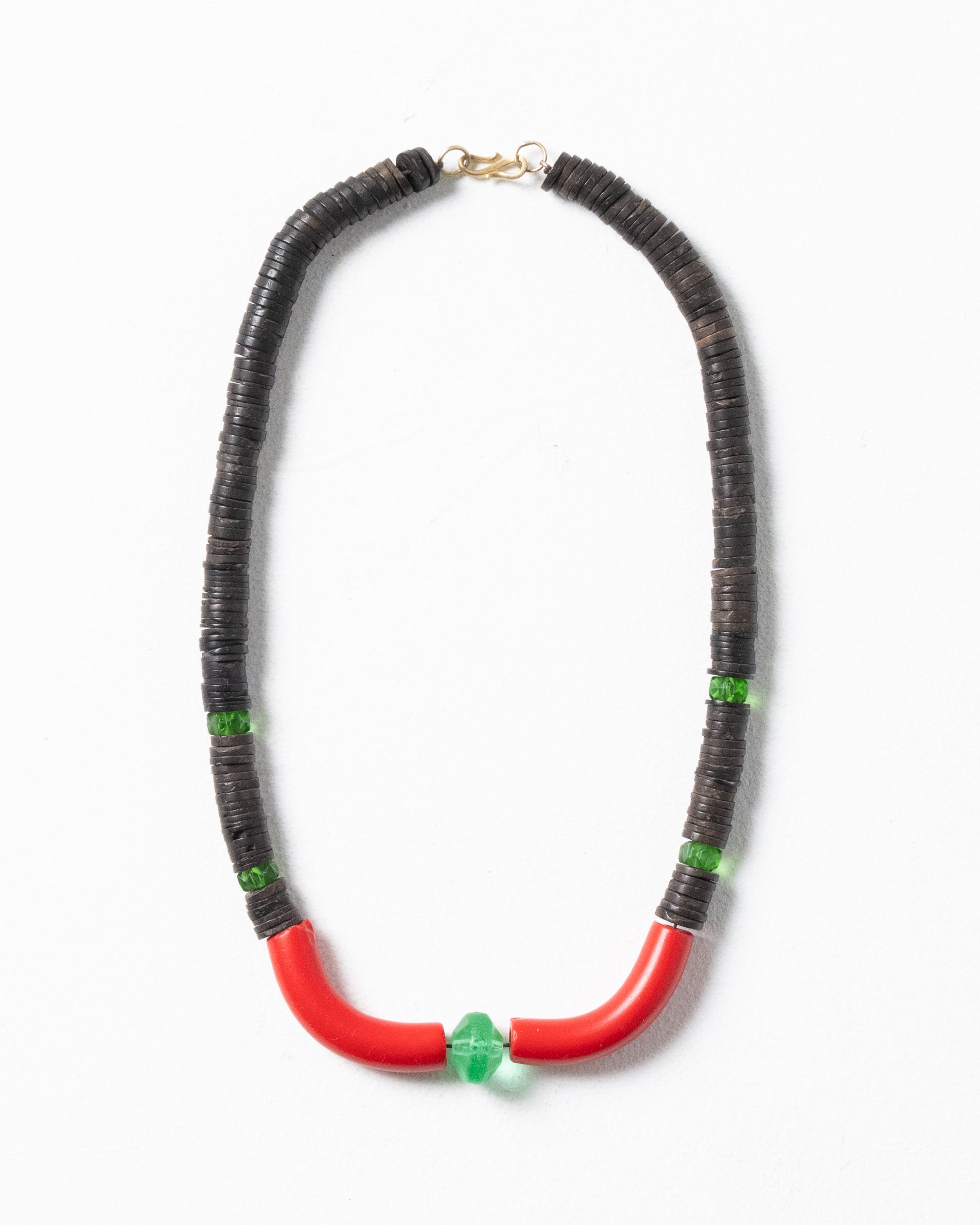 African-Made Coconut Disc & Antique African Beads Necklace