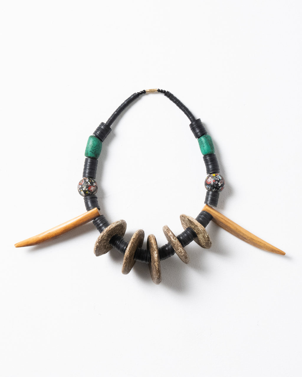 Tiger Fang and Vintage African Bead Combination Necklace