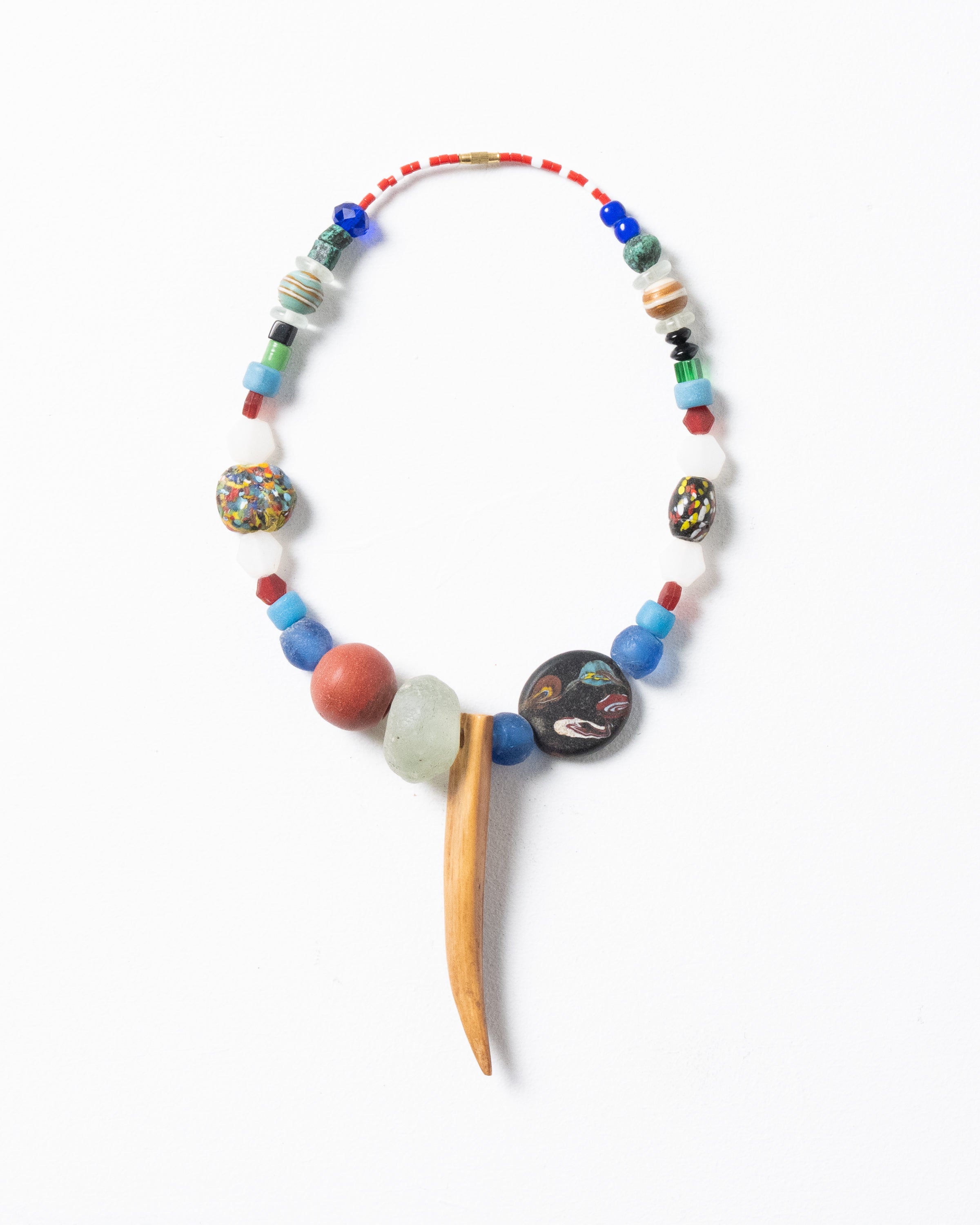 Rhino Horn and African Bead Combination Necklace