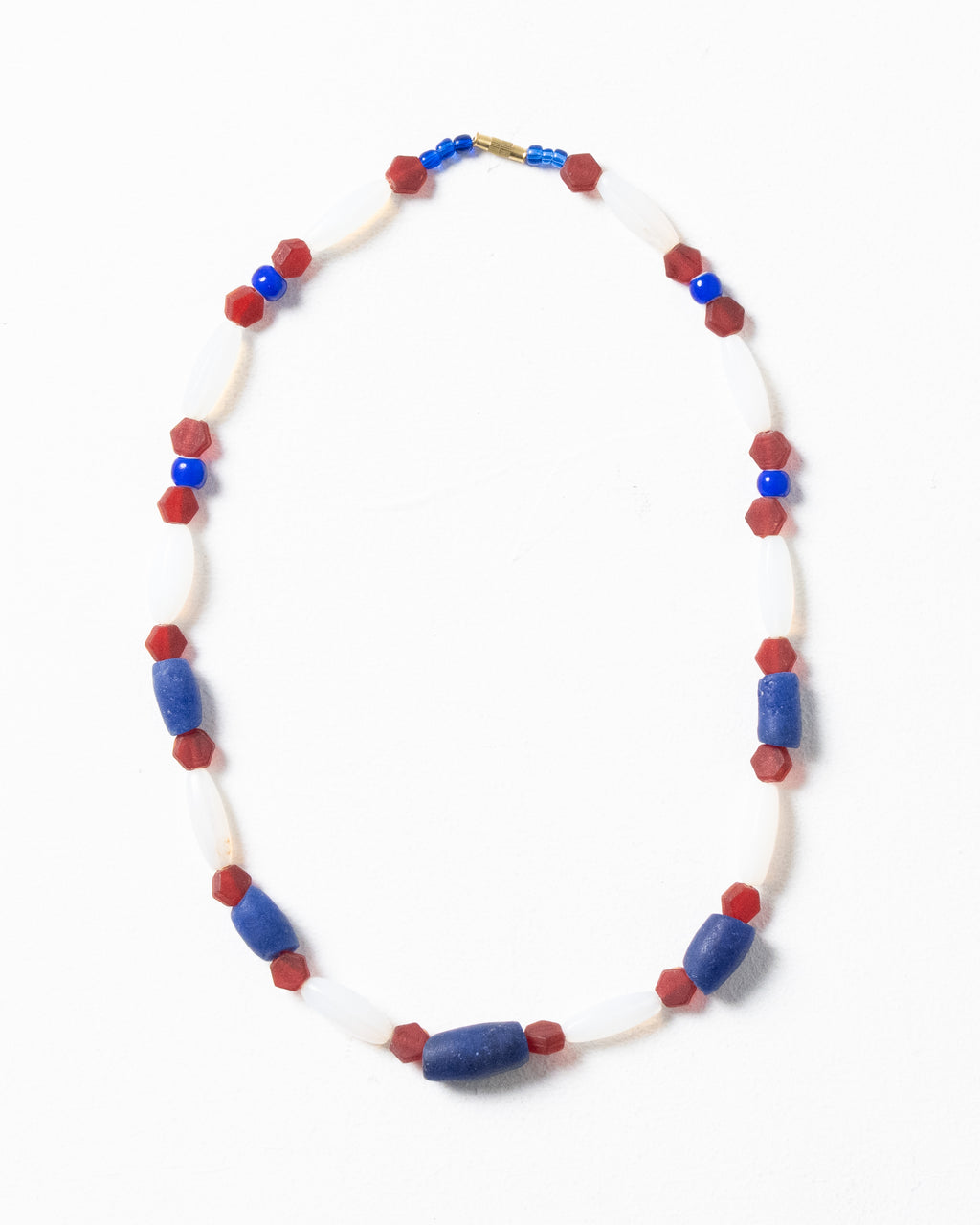 Antique Moonstone Bead and Czech Glass Combination Necklace