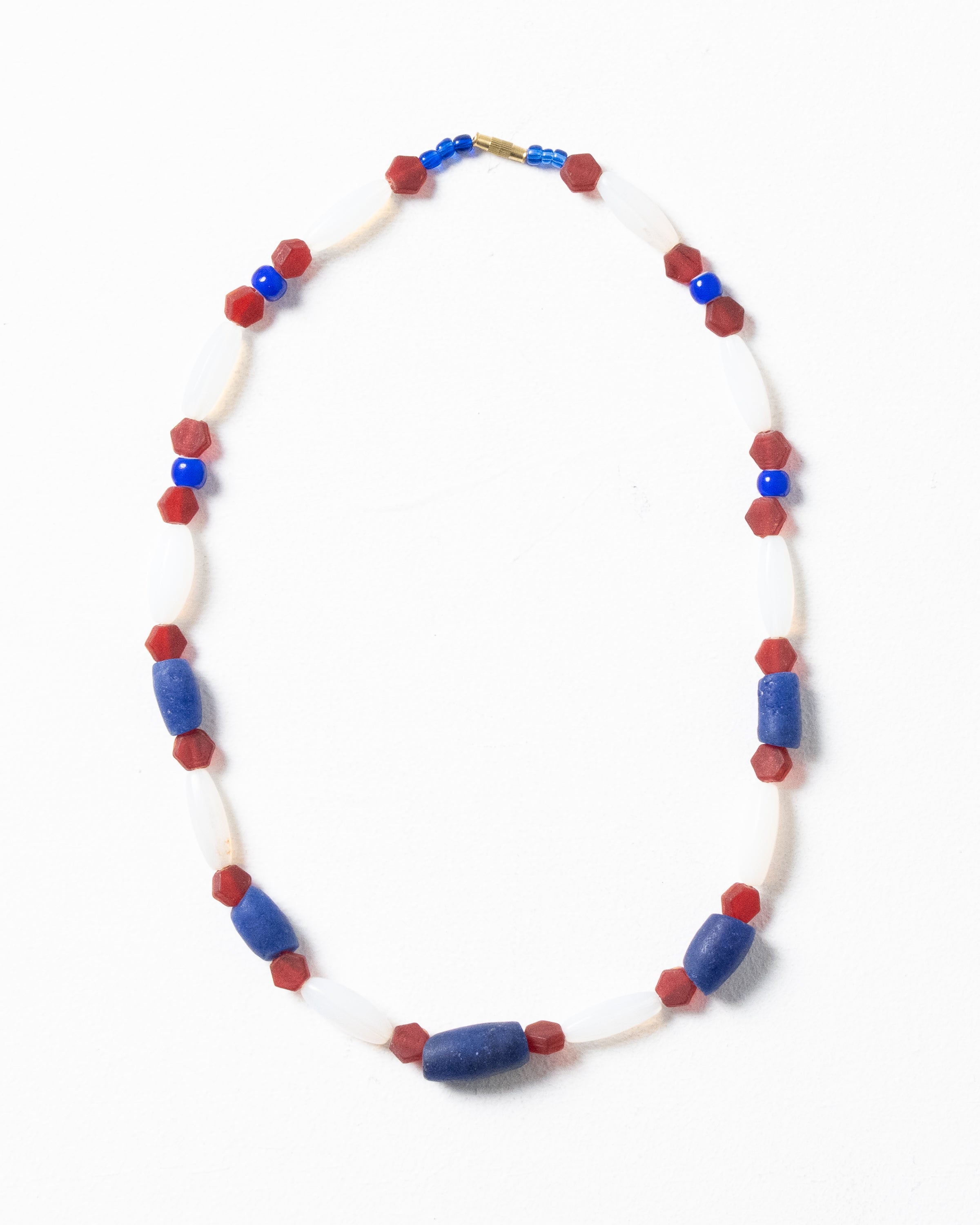 Antique Moonstone Bead and Czech Glass Combination Necklace