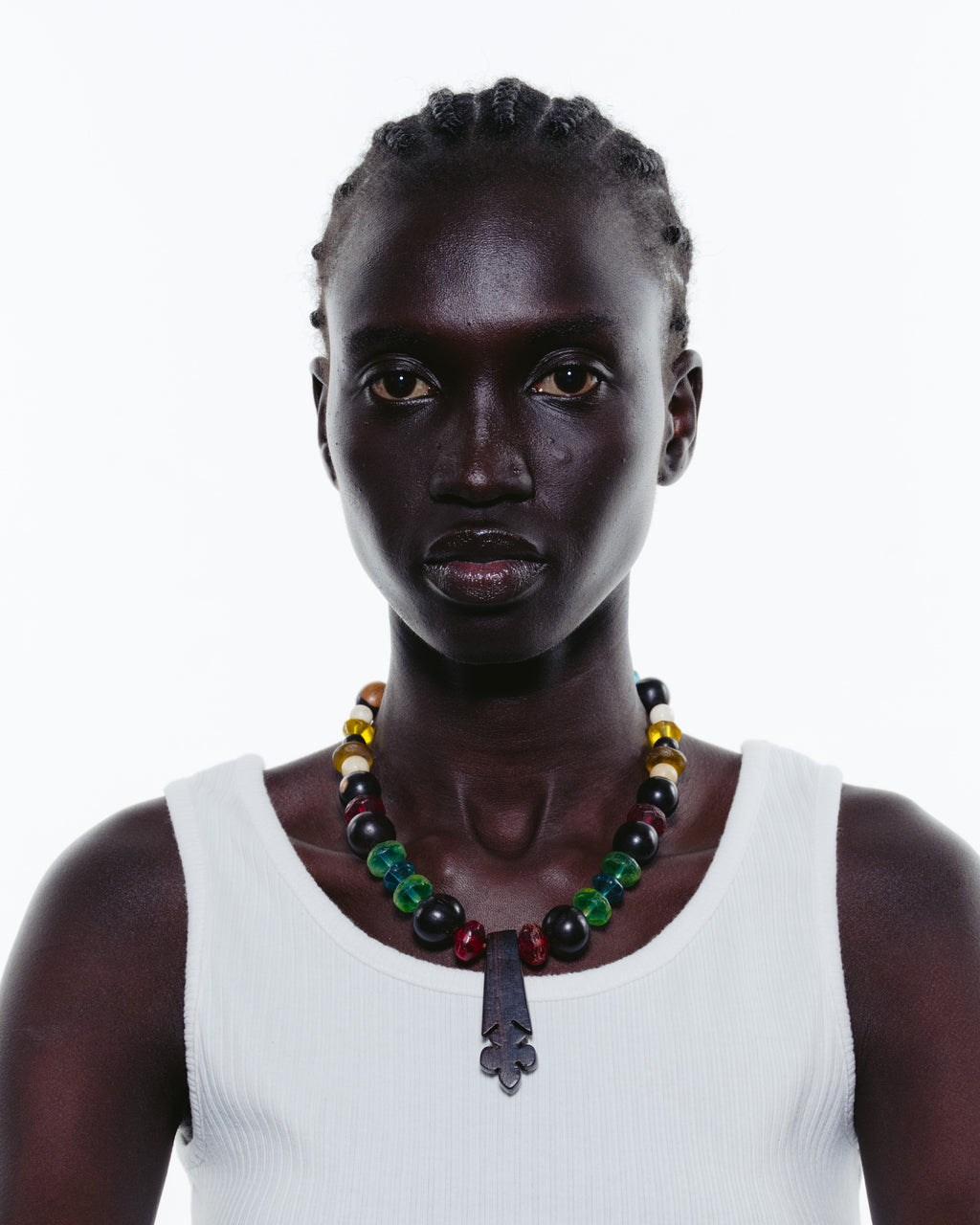 Combination Necklace Featuring Antique Trade Beads & African Black Ebony Wood