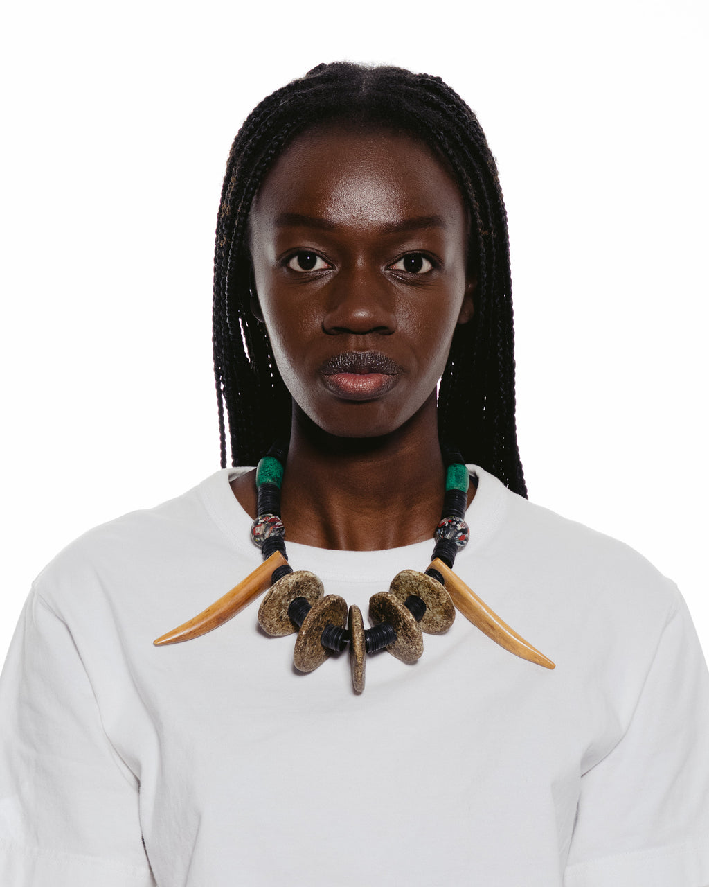 Tiger Fang and Vintage African Bead Combination Necklace