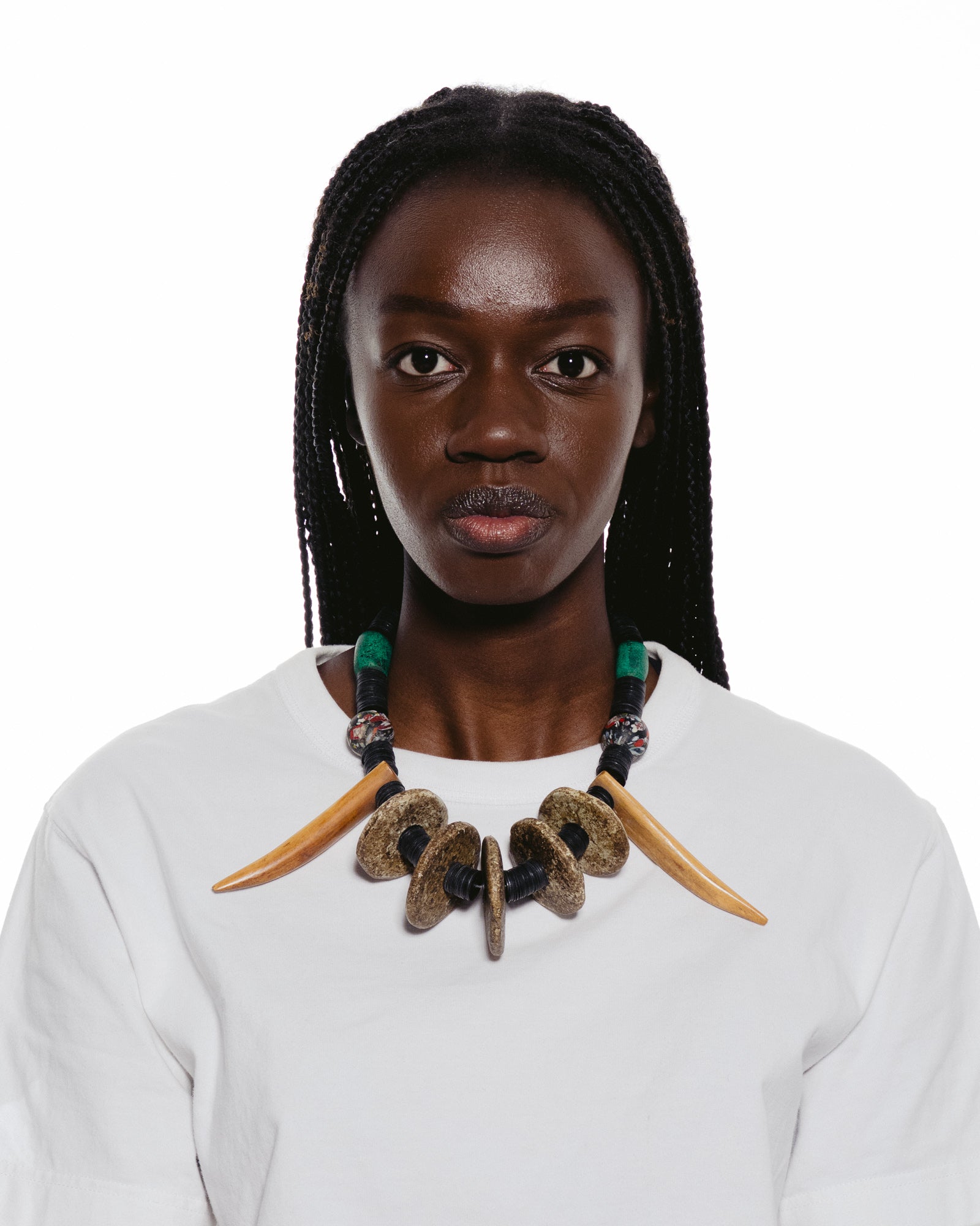 Tiger Fang and Vintage African Bead Combination Necklace