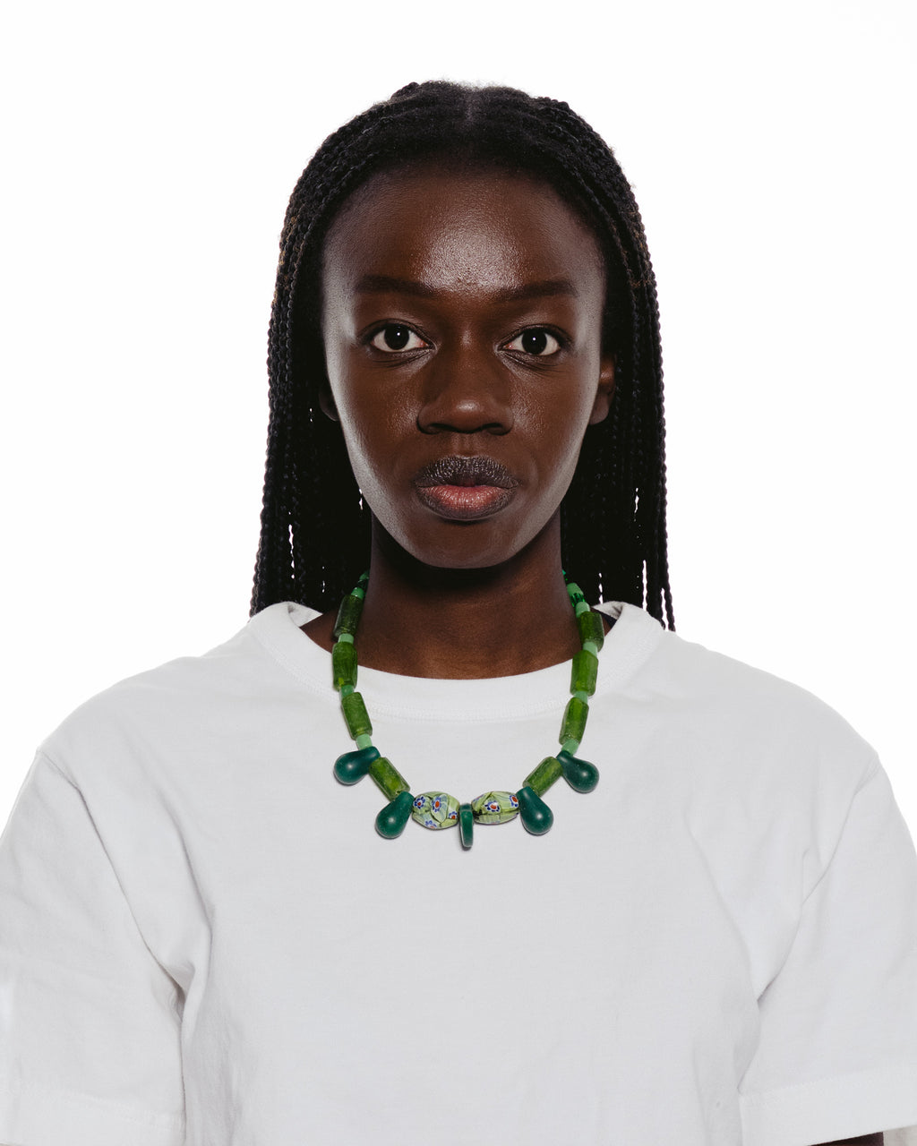 Design Necklace Combining African Beads from Various Countries