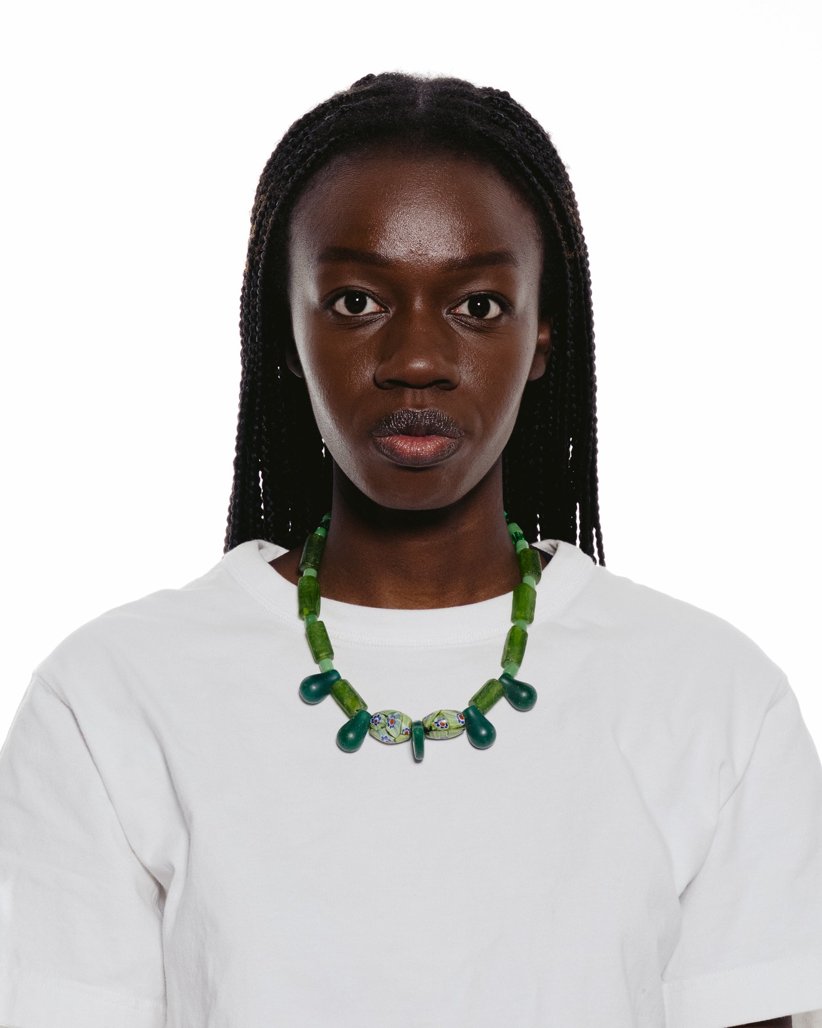Design Necklace Combining African Beads from Various Countries