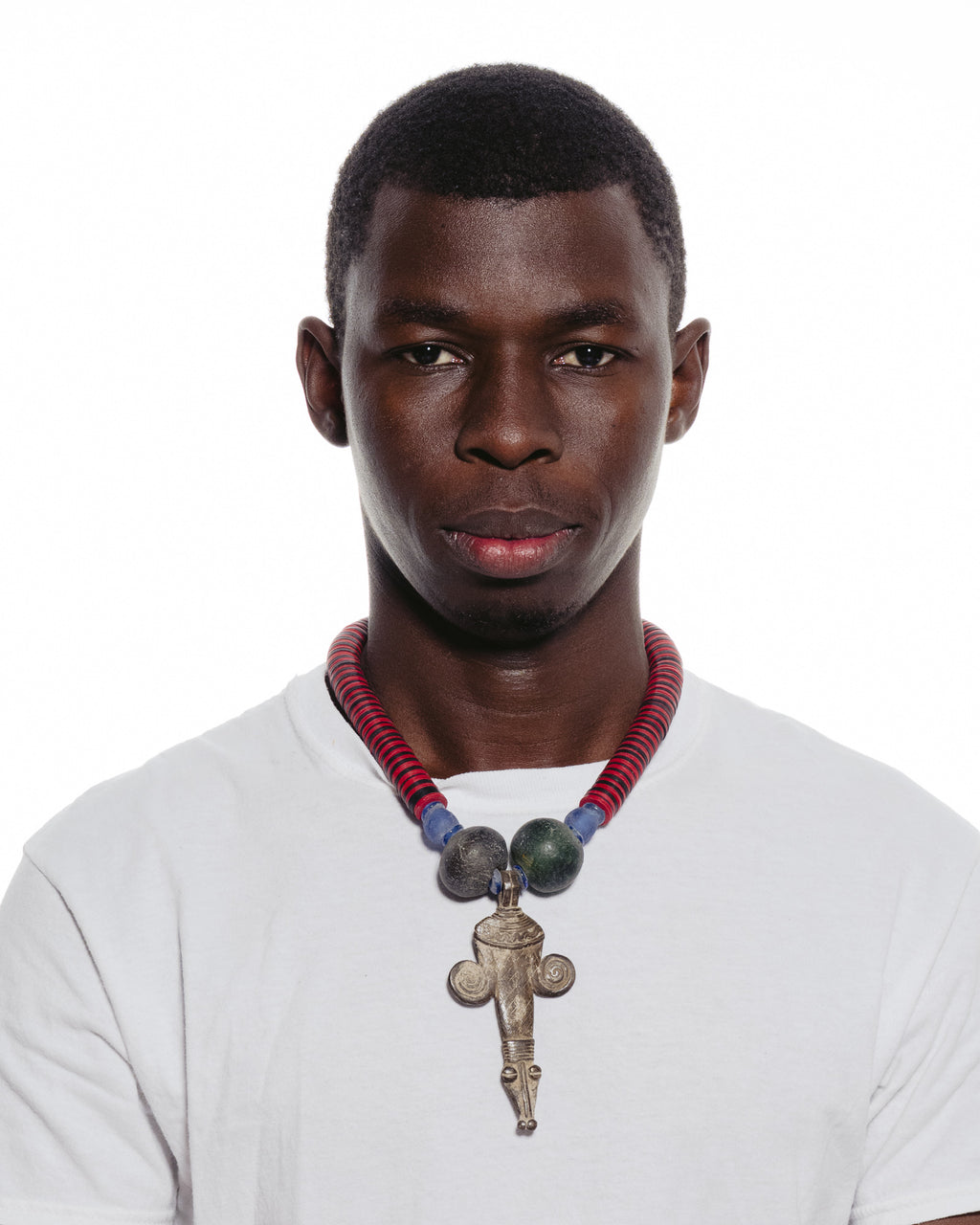 Dogon Tribe Top & African Cord Beads & Glass Beads Combination Necklace