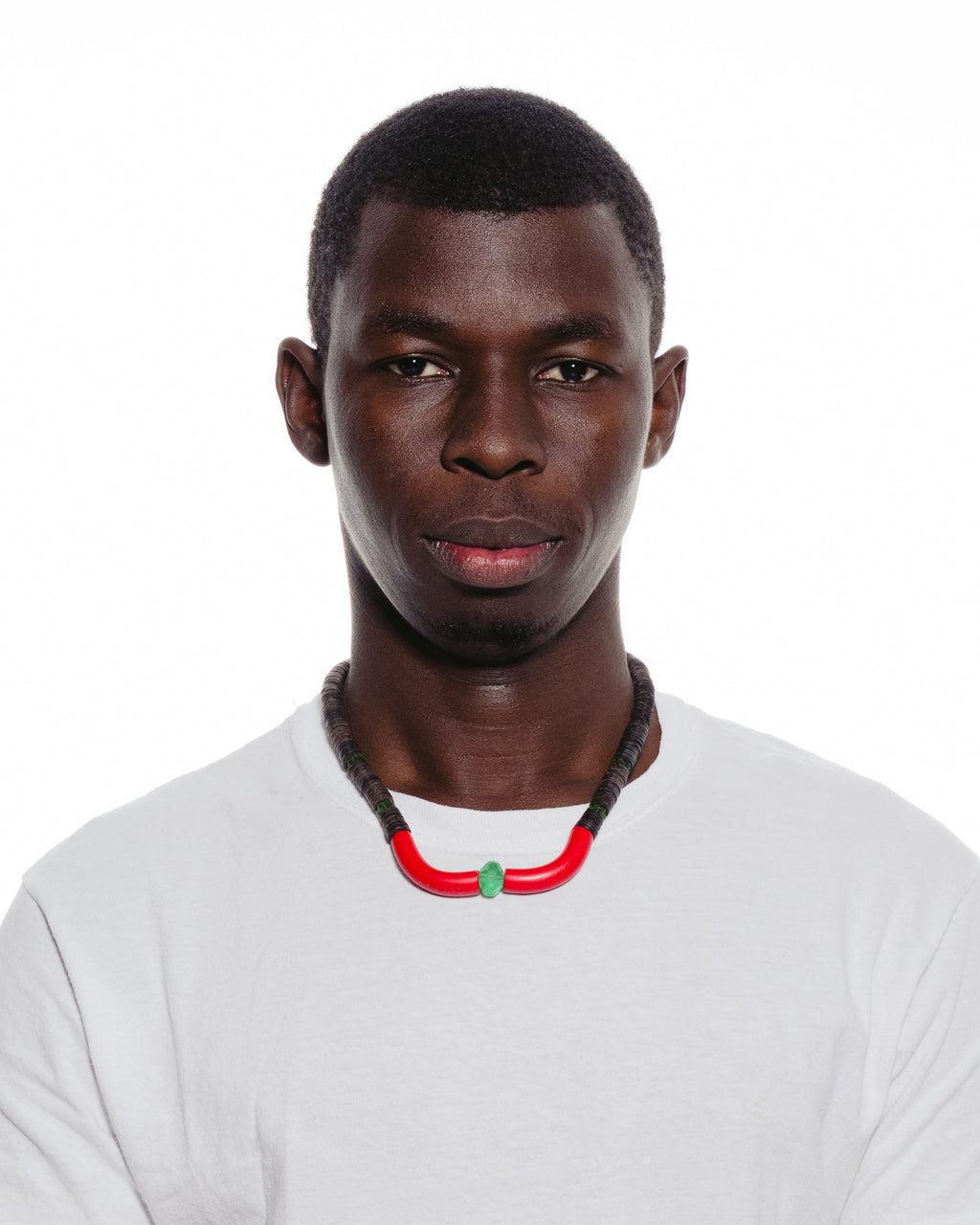 African-Made Coconut Disc & Antique African Beads Necklace